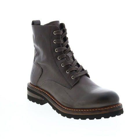 Frye Ella Moto Lace Up 71958 Womens Gray Leather Lace Up Casual Dress Boots