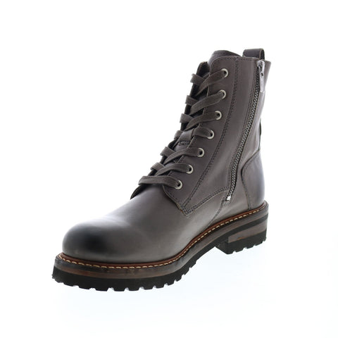 Frye Ella Moto Lace Up 71958 Womens Gray Leather Lace Up Casual Dress Boots