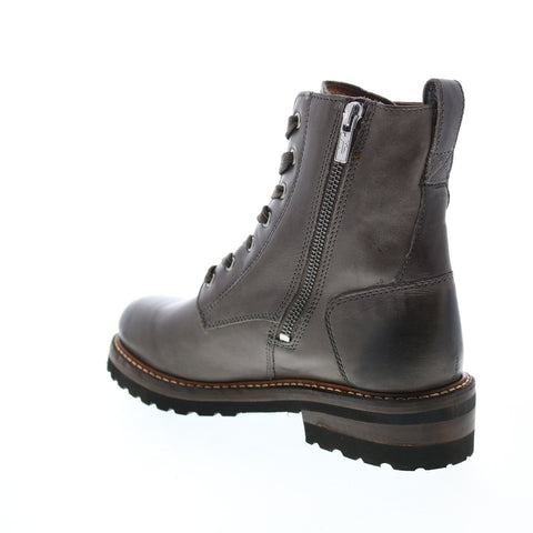 Frye Ella Moto Lace Up 71958 Womens Gray Leather Lace Up Casual Dress Boots