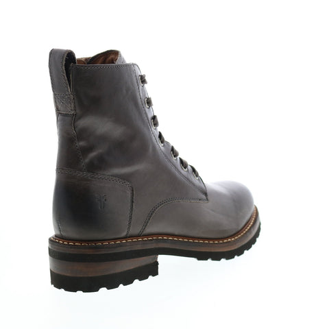 Frye Ella Moto Lace Up 71958 Womens Gray Leather Lace Up Casual Dress Boots