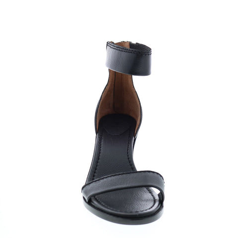 Frye Brielle Back Zip 72003 Womens Black Leather Zipper Strap Heels Shoes