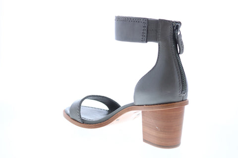 Frye Brielle Back Zip 72003 Womens Gray Leather Zipper Strap Heels Shoes