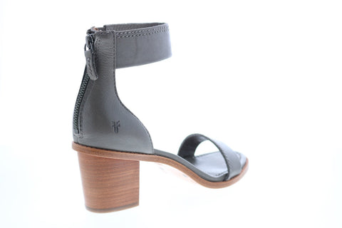 Frye Brielle Back Zip 72003 Womens Gray Leather Zipper Strap Heels Shoes