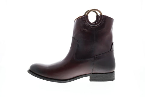 Frye Melissa Harness Pull On Short Womens Red Leather Casual Dress Boots