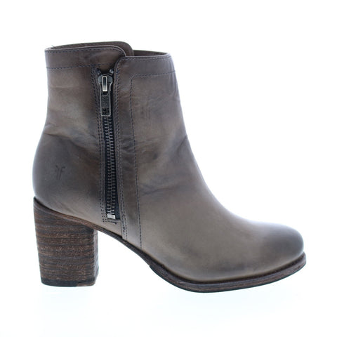 Frye Addie Double Zip 72498 Womens Gray Leather Zipper Ankle & Booties Boots