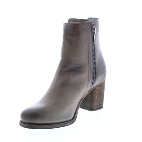 Frye Addie Double Zip 72498 Womens Gray Leather Zipper Ankle & Booties Boots