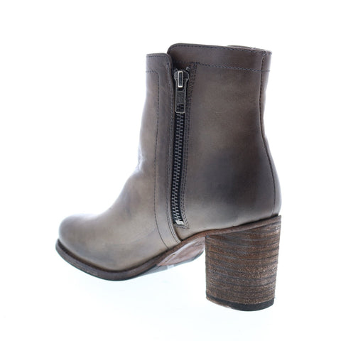 Frye Addie Double Zip 72498 Womens Gray Leather Zipper Ankle & Booties Boots