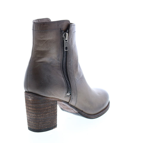 Frye Addie Double Zip 72498 Womens Gray Leather Zipper Ankle & Booties Boots