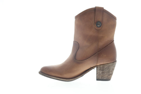 Frye Jackie Button Short 76593 Womens Brown Leather Slip On Dress Boots