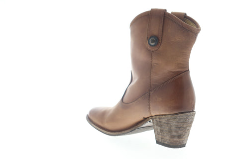 Frye Jackie Button Short 76593 Womens Brown Leather Slip On Dress Boots