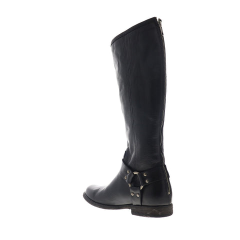 Frye Phillip Harness Tall 76850 Womens Black Leather Casual Dress Boots Shoes