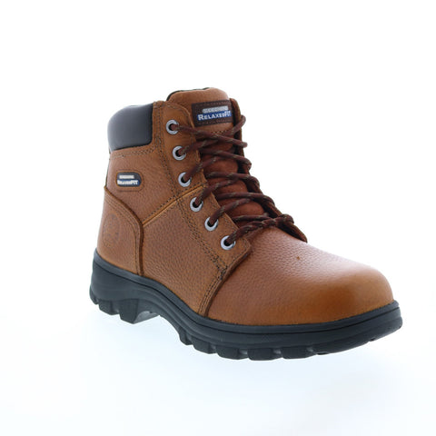 Skechers Workshire Condor 77010 Mens Brown Leather Lace Up Work Boots