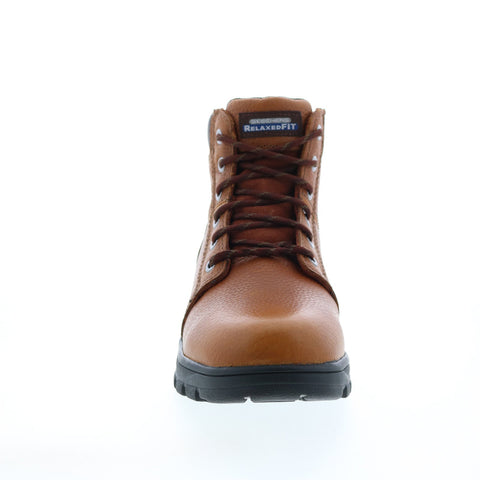 Skechers Workshire Condor 77010 Mens Brown Leather Lace Up Work Boots