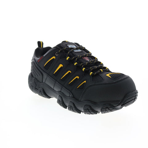 Skechers Work Blais Steel Toe 77051 Mens Black Leather Lace Up Work Shoes