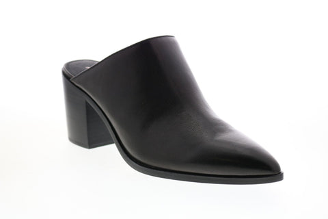 Frye Flynn Mule 77084 Womens Black Leather Slip On Mules Heels Shoes