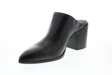 Frye Flynn Mule 77084 Womens Black Leather Slip On Mules Heels Shoes