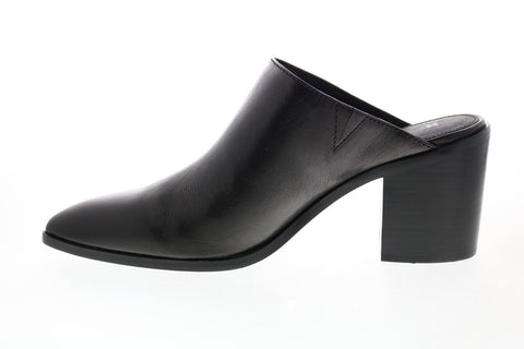 Frye Flynn Mule 77084 Womens Black Leather Slip On Mules Heels Shoes