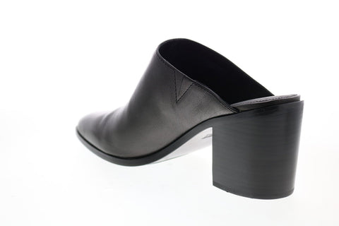 Frye Flynn Mule 77084 Womens Black Leather Slip On Mules Heels Shoes