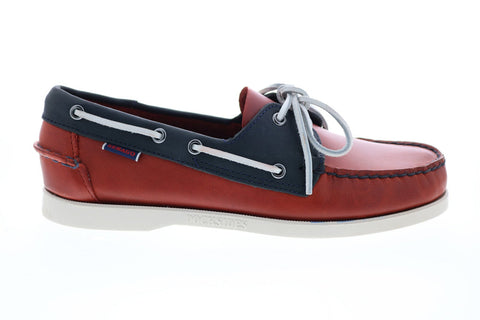 Sebago Portland Waxy 771112W Mens Red Leather Loafers & Slip Ons Boat Shoes