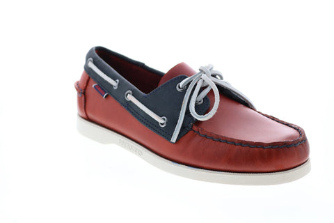 Sebago Portland Waxy 771112W Mens Red Leather Loafers & Slip Ons Boat Shoes