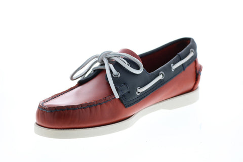 Sebago Portland Waxy 771112W Mens Red Leather Loafers & Slip Ons Boat Shoes