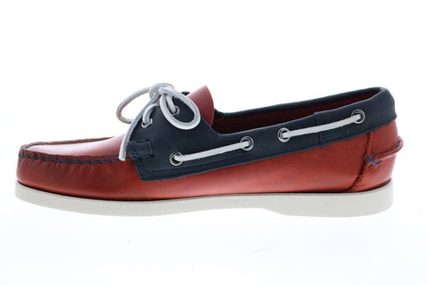 Sebago Portland Waxy 771112W Mens Red Leather Loafers & Slip Ons Boat Shoes