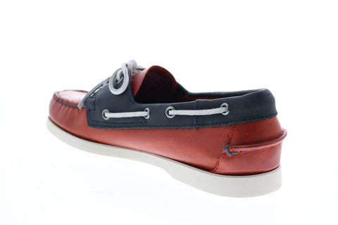 Sebago Portland Waxy 771112W Mens Red Leather Loafers & Slip Ons Boat Shoes
