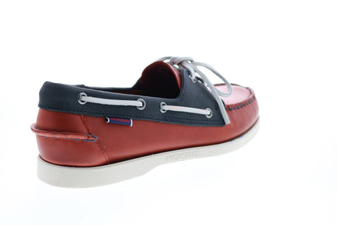 Sebago Portland Waxy 771112W Mens Red Leather Loafers & Slip Ons Boat Shoes