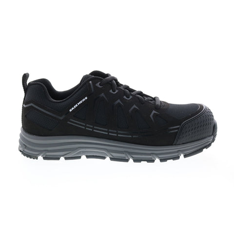 Skechers Work Malad Composite Toe 77535 Mens Black Canvas Work Shoes