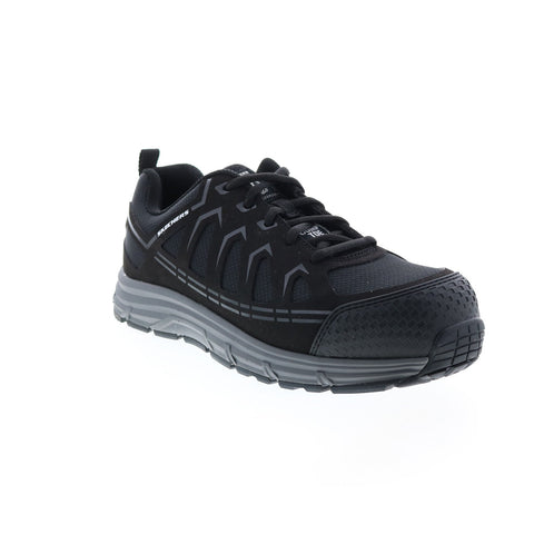 Skechers Work Malad Composite Toe 77535 Mens Black Canvas Work Shoes