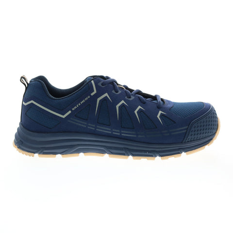 Skechers Work Malad Composite Toe 77535 Mens Blue Canvas Work Shoes