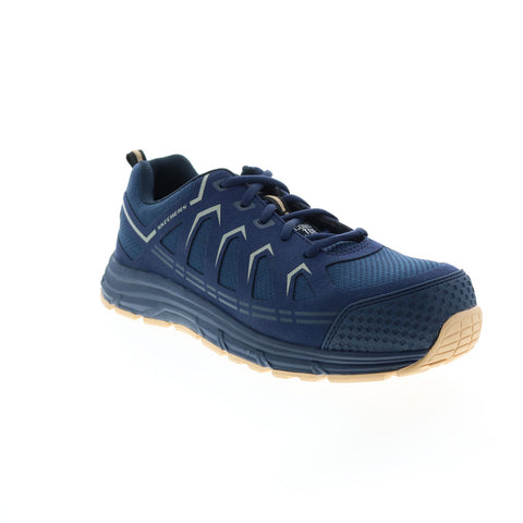 Skechers Work Malad Composite Toe 77535 Mens Blue Canvas Work Shoes