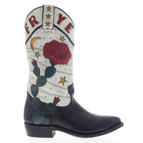 Frye Billy Cactus Pull On 78241 Womens Black Leather Slip On Western Boots