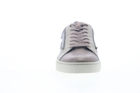 Frye IVY Logo Patch Low 78273 Womens Silver Leather Lace Up Low Top Sneakers Shoes