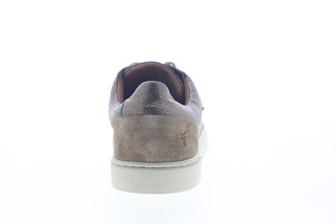 Frye IVY Logo Patch Low 78273 Womens Silver Leather Lace Up Low Top Sneakers Shoes