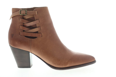 Frye Reed Strappy Bootie 78345 Womens Brown Leather Zipper Booties Boots