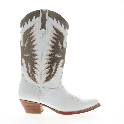 Frye Carrie Firebird Mid 79126 Womens White Leather Casual Dress Boots Shoes