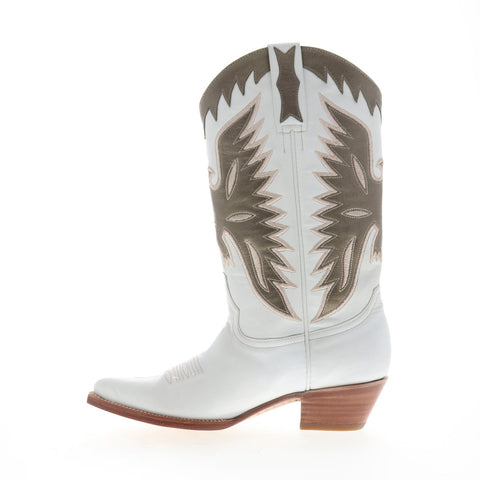 Frye Carrie Firebird Mid 79126 Womens White Leather Casual Dress Boots Shoes