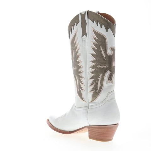 Frye Carrie Firebird Mid 79126 Womens White Leather Casual Dress Boots Shoes