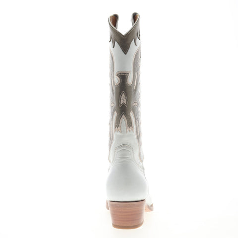 Frye Carrie Firebird Mid 79126 Womens White Leather Casual Dress Boots Shoes