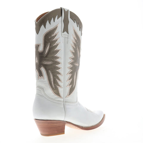 Frye Carrie Firebird Mid 79126 Womens White Leather Casual Dress Boots Shoes