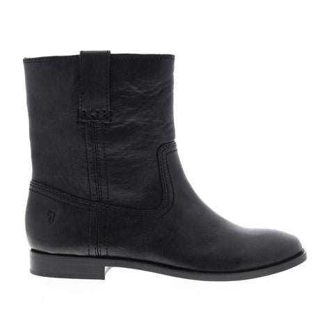 Frye Anna Short 79261 Womens Black Leather Slip On Dress Boots