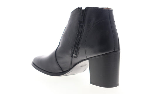 Frye Nora Zip Short 79929 Womens Black Leather Zipper Casual Dress Boots Shoes