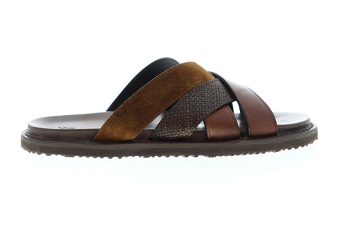 Frye Andrew Strap 80031 Mens Brown Leather Slip On Flip-Flops Sandals Shoes