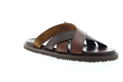 Frye Andrew Strap 80031 Mens Brown Leather Slip On Flip-Flops Sandals Shoes