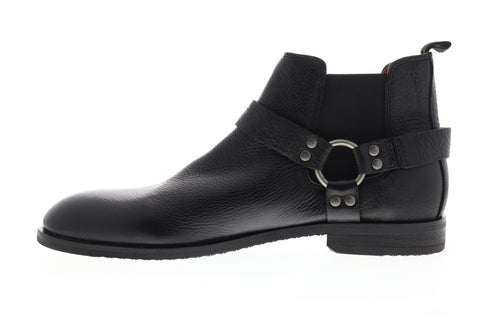 Frye Scott Chelsea Harness 80075 Mens Black Synthetic Strap Boots Shoes