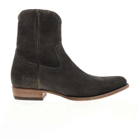Frye Austin Inside Zip 80079 Mens Black Gray Suede Zipper Western Boots Shoes