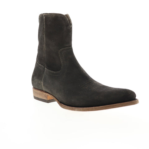 Frye Austin Inside Zip 80079 Mens Black Gray Suede Zipper Western Boots Shoes