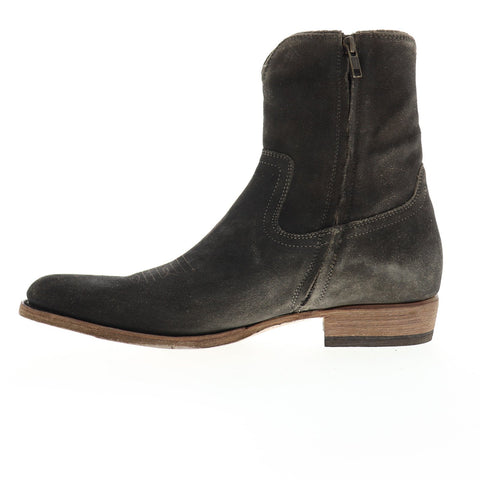 Frye Austin Inside Zip 80079 Mens Black Gray Suede Zipper Western Boots Shoes