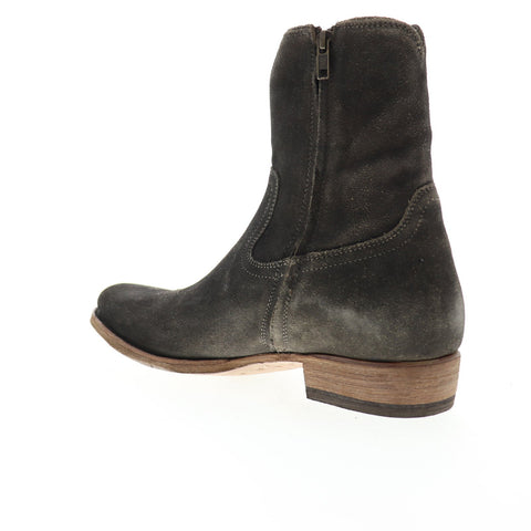 Frye Austin Inside Zip 80079 Mens Black Gray Suede Zipper Western Boots Shoes